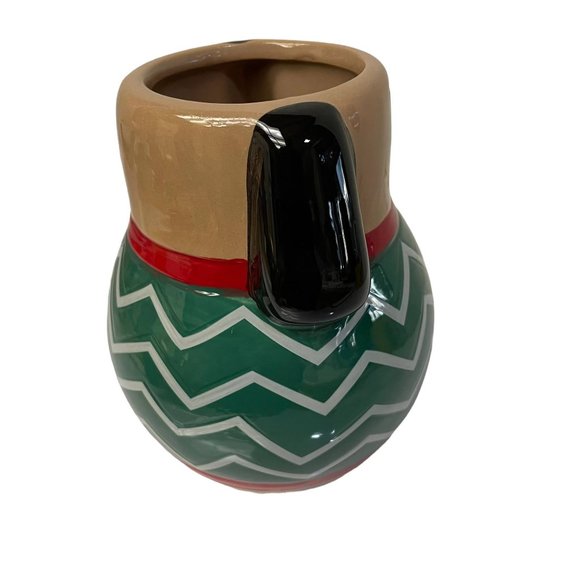 Collectible Christmas Dog Puppy Coffee Mug Green Sweater Red Scarf 5" x 2 1/2" - Picture 4 of 8